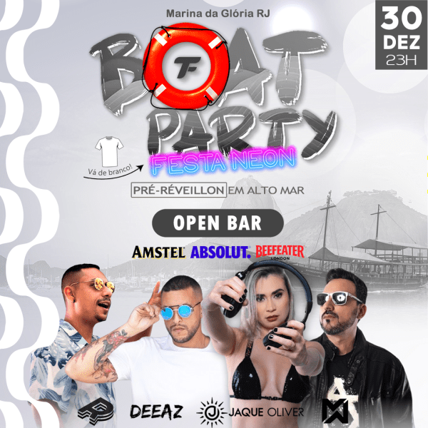 Boat Party: Festa no barco OPEN BAR, edição PRÉ-RÉVEILLON - Marina da Glória - RJ